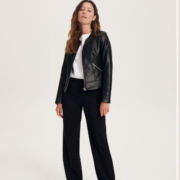 RESERVED Faux leather biker jacket sz12 * European Brand - Picture 8 of 9